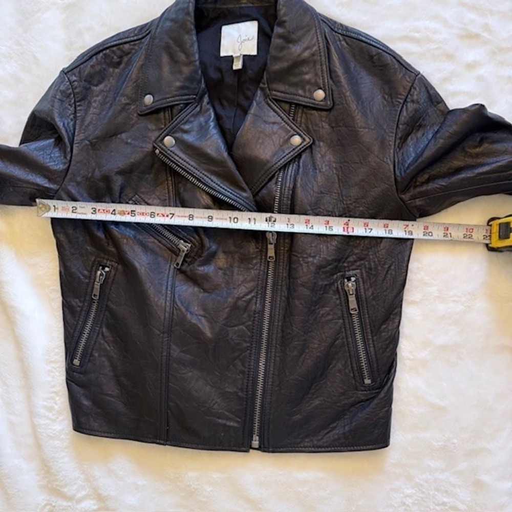 Joie Viva La Femme Black Lamb Leather Moto Jacket Floral Graphic  Size M - Picture 5 of 11